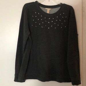 Banana Republic Heather Gray Embellished  XL  Top